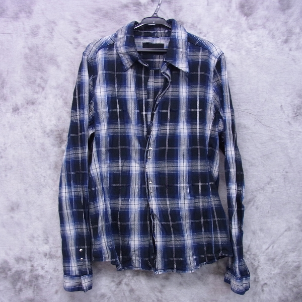 実際に弊社で買取させて頂いたjunhashimoto/ジュンハシモト CHECK HOOK 長袖シャツ SHT1002 ブルー/3
