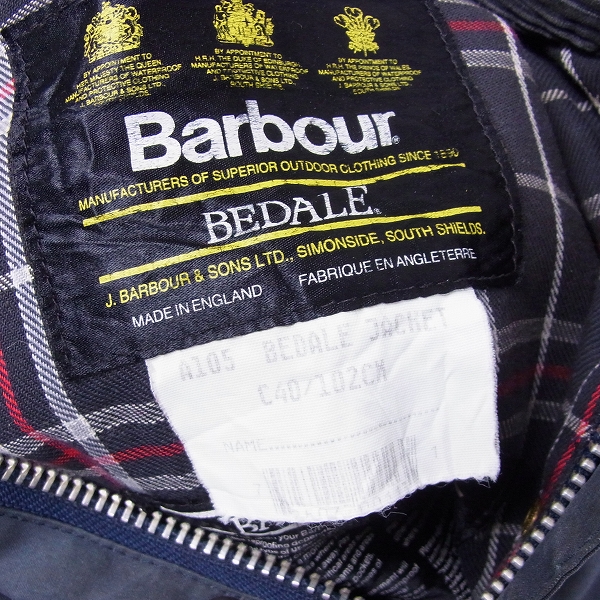 実際に弊社で買取させて頂いたBarbour/バーブァー  BEDALE/ビデイルオイルドジャケット/C40/102CMの画像 2枚目