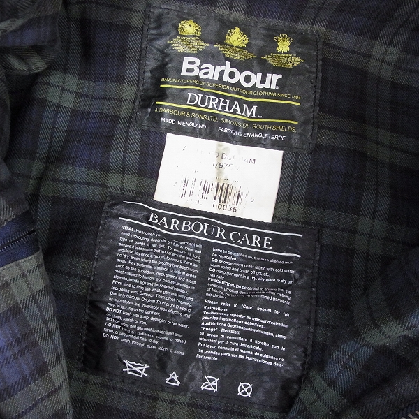 実際に弊社で買取させて頂いたBarbour/バーブァー DURHAM/ダラムジャケットの画像 2枚目