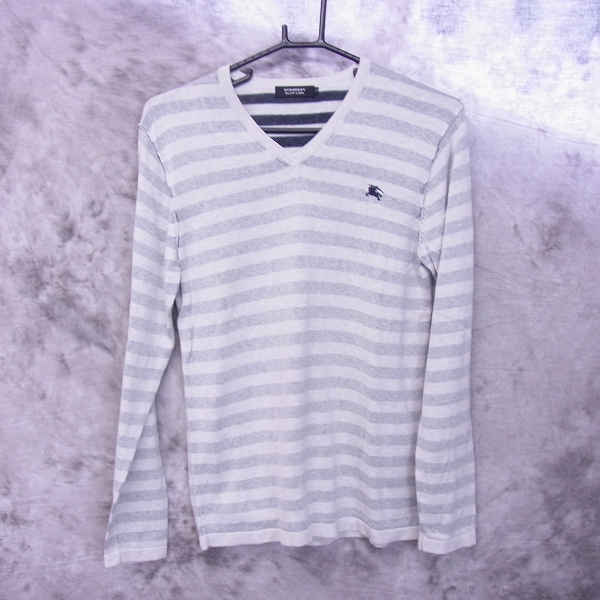 実際に弊社で買取させて頂いたBURBERRY BLACK LABEL/バーバリーブラックレーベル ボーダー Vネックカットソー/2