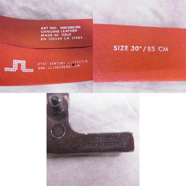 実際に弊社で買取させて頂いたJ.LINDEBERG/Jリンドバーグ ゴルフ ロゴバックルレザーベルト レッド系の画像 5枚目