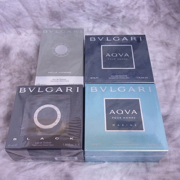 実際に弊社で買取させて頂いた【未開封】ブルガリ POUR HOMME100ml AQVA 50ml AQVA MARINE 50ml BLACK 40ml 4点セット
