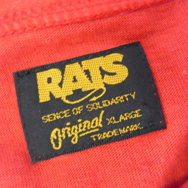 実際に弊社で買取させて頂いたRATS/ラッツ 16SS 七分丈 ヘンリーネックTee レッド/XL 16'RTC-0303の画像 2枚目