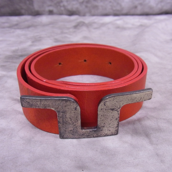 実際に弊社で買取させて頂いたJ.LINDEBERG/Jリンドバーグ ゴルフ ロゴバックルレザーベルト レッド系の画像 1枚目