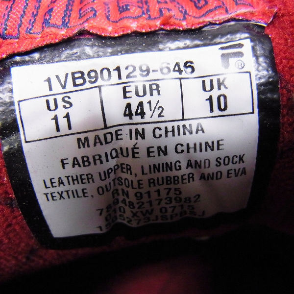 実際に弊社で買取させて頂いたFILA/フィラ 復刻 THE CAGE/ケージ レッド 1VB90129-646/US11の画像 5枚目
