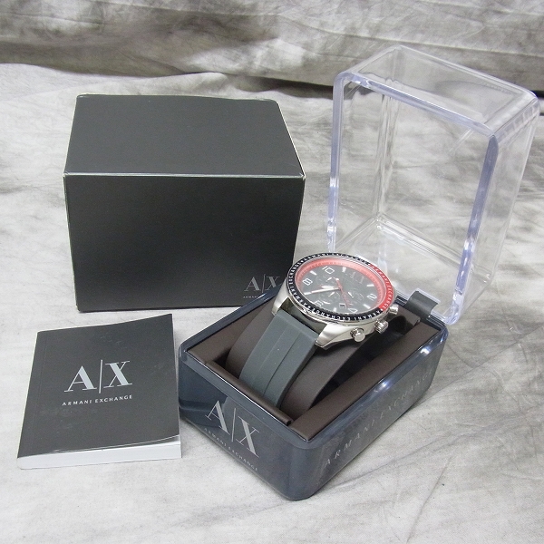 実際に弊社で買取させて頂いたA/X アルマーニ エクスチェンジ ザチャロ クロノグラフ ラバーベルト 腕時計 AX1251 【動作未確認】の画像 7枚目