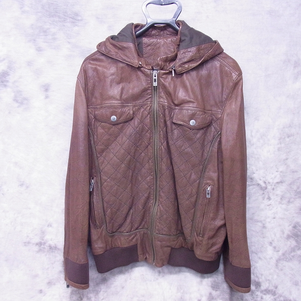 実際に弊社で買取させて頂いたGIORGIO ARMANI/ジョルジオアルマーニ フーデッド レザージャケット/52