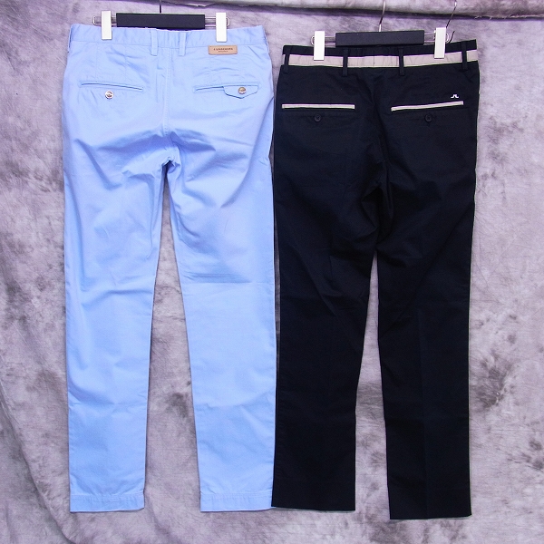 実際に弊社で買取させて頂いたJ.LINDEBERG/Jリンドバーグ ゴルフパンツ ブラック/ライトブルー 2点セットの画像 2枚目