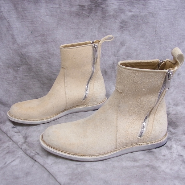 実際に弊社で買取させて頂いたRICK OWENS/リックオウエンス 13SS ダブルファスナー/ジップ スエードブーツ/43の画像 3枚目
