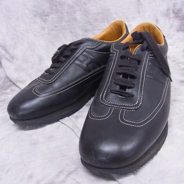 実際に弊社で買取させて頂いたHERMES/エルメス クイックシューズ/レザースニーカー ブラック 43の画像 0枚目