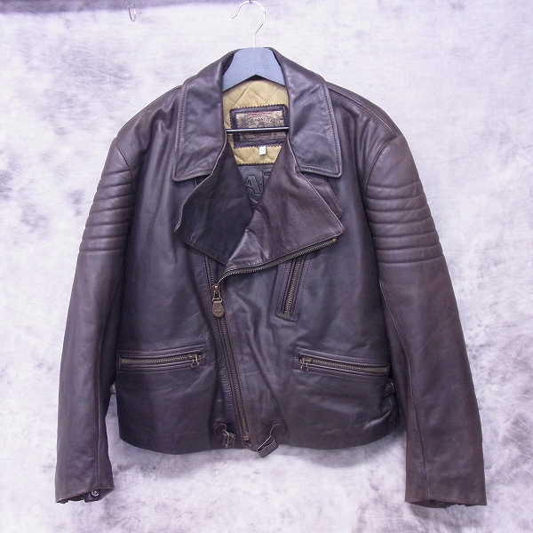 実際に弊社で買取させて頂いたARMANI JEANS/アルマーニジーンズ ダブル レザー ライダースジャケット 36