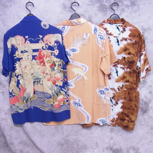 実際に弊社で買取させて頂いたDENIME/ドゥニーム 和柄 アロハシャツ レーヨン 半袖/S 3点セットの画像 1枚目