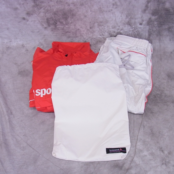 実際に弊社で買取させて頂いたLe coq sportif/ルコック レインウェア上下セット QG7025CP Sサイズ スカーレット×ストーンの画像 7枚目