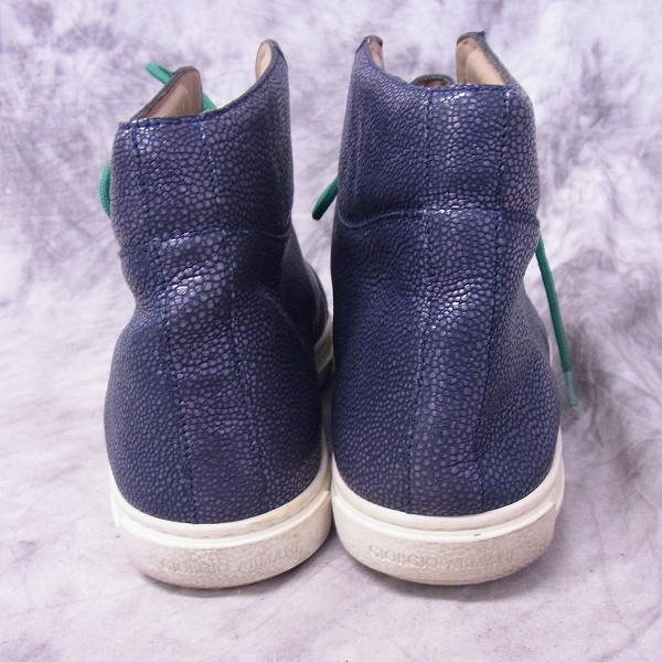 実際に弊社で買取させて頂いたGIORGIO ARMANI/ジョルジオアルマーニ スティングレイ/エイ革 レザーハイカットスニーカー 40の画像 1枚目