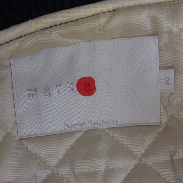 実際に弊社で買取させて頂いたMARKAWARE/マーカウェア 日本製 革袖 レザー切替スタジャン 白黒/2の画像 2枚目
