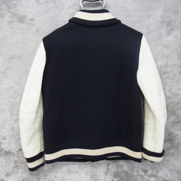 実際に弊社で買取させて頂いたMARKAWARE/マーカウェア 日本製 革袖 レザー切替スタジャン 白黒/2の画像 1枚目