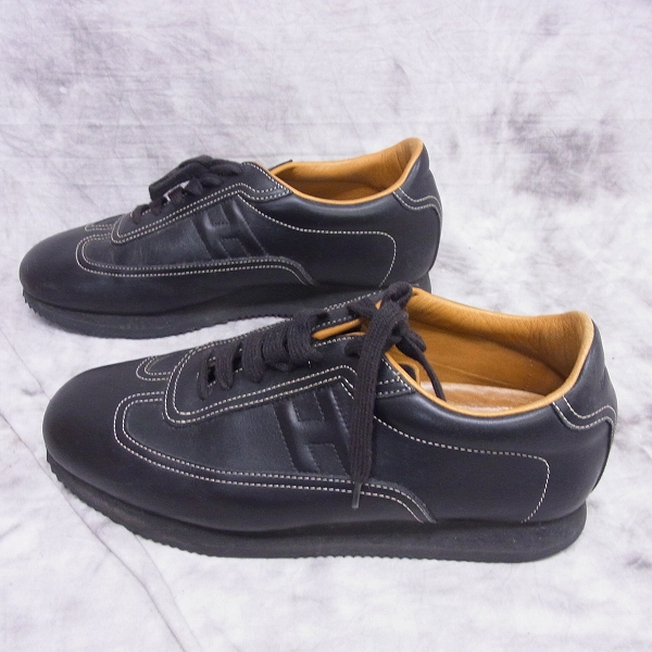 実際に弊社で買取させて頂いたHERMES/エルメス クイックシューズ/レザースニーカー ブラック 43の画像 3枚目