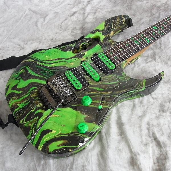 実際に弊社で買取させて頂いた★Ibanez/アイバニーズ Jem 77 GMC グリーンマルチ Steve Vai スティーブ・ヴァイ エレキギターの画像 4枚目