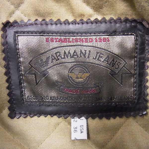 実際に弊社で買取させて頂いたARMANI JEANS/アルマーニジーンズ ダブル レザー ライダースジャケット 36の画像 2枚目