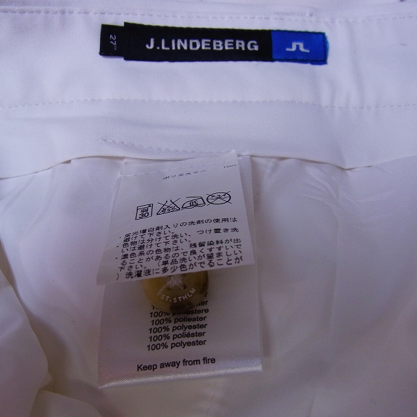 実際に弊社で買取させて頂いたJ.LINDEBERG/Jリンドバーグ ゴルフパンツ ホワイト/チェック柄 2点セットの画像 3枚目