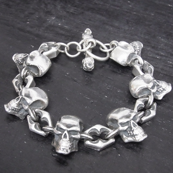 実際に弊社で買取させて頂いたCRAZY PIG/クレイジーピッグ　スカルリンクブレスレット SV925の画像 1枚目