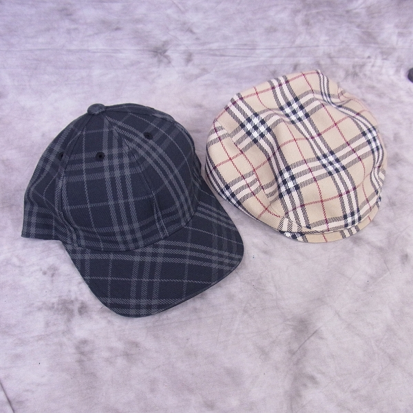 実際に弊社で買取させて頂いたBURBERRY LONDON BLUE LABEL/バーバリー タータンチェック キャップ 2点セット