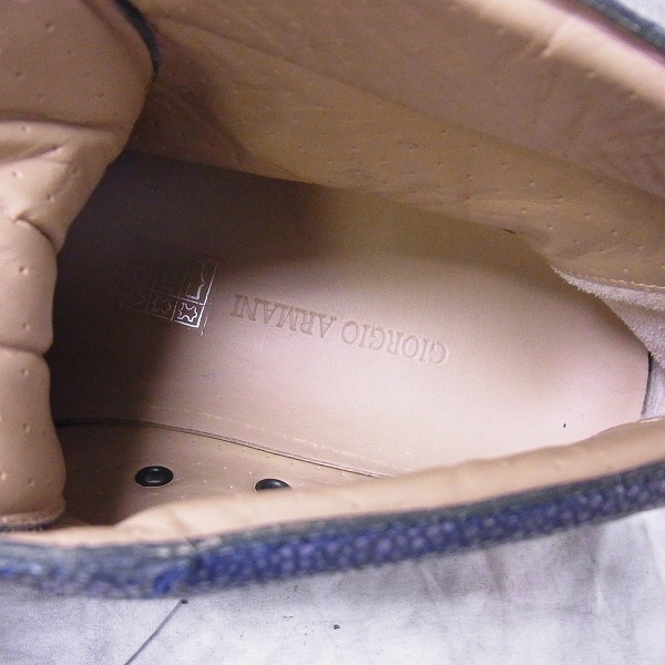 実際に弊社で買取させて頂いたGIORGIO ARMANI/ジョルジオアルマーニ スティングレイ/エイ革 レザーハイカットスニーカー 40の画像 6枚目