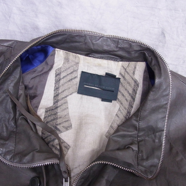 実際に弊社で買取させて頂いたDIESEL BLACK GOLD/ディーゼル 牛革 レザージャケット ブラウン/Sの画像 7枚目