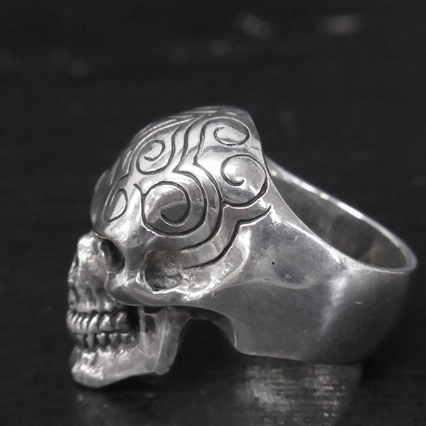 実際に弊社で買取させて頂いた【ギャラ付】CRAZY PIG DESIGNS LONDON/クレイジーピッグ Engraved Skull リング/21号の画像 2枚目