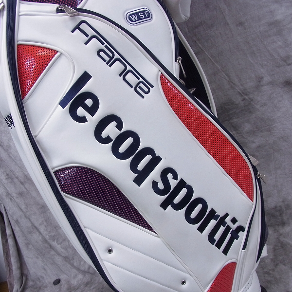 実際に弊社で買取させて頂いた★Le coq sportif/ルコック キャディバッグ XQQ1196GP ホワイト/レッドの画像 4枚目