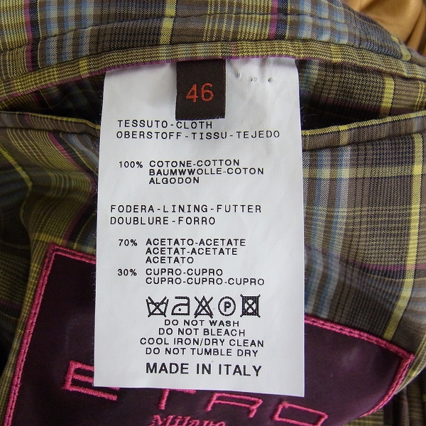 実際に弊社で買取させて頂いたETRO/エトロ チェック柄テーラードジャケット/46の画像 4枚目