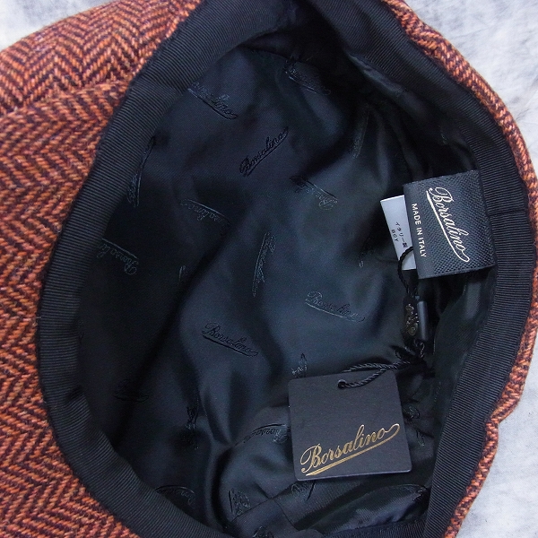 実際に弊社で買取させて頂いた【未使用】Borsalino/ボルサリーノ ウール ハンチング/キャスケット 60/L レッド系の画像 4枚目