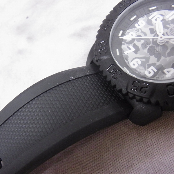 実際に弊社で買取させて頂いたA BATHING APE×STUSSY×LUMINOX 11SS 30周年記念 スカル×猿迷彩 腕時計【動作未確認】 の画像 6枚目