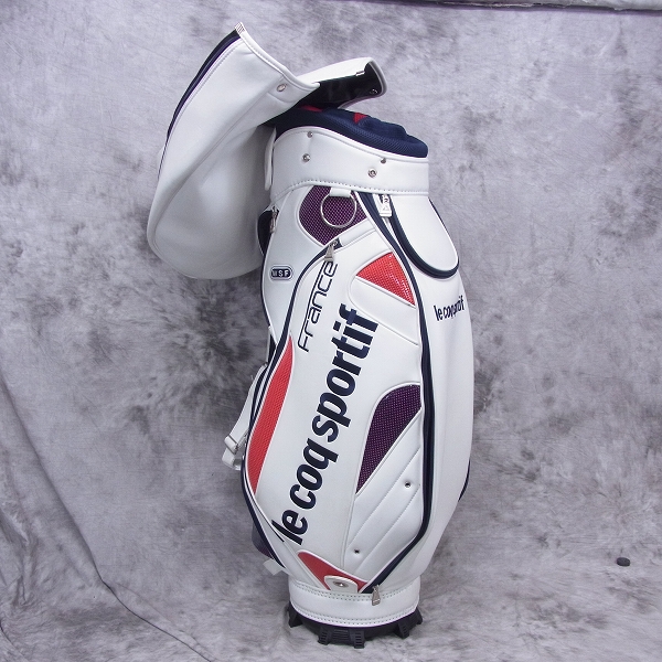 実際に弊社で買取させて頂いた★Le coq sportif/ルコック キャディバッグ XQQ1196GP ホワイト/レッド