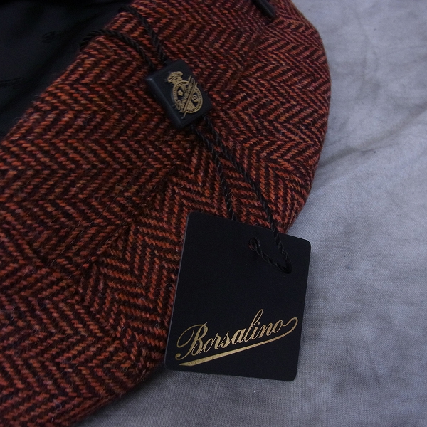 実際に弊社で買取させて頂いた【未使用】Borsalino/ボルサリーノ ウール ハンチング/キャスケット 60/L レッド系の画像 9枚目