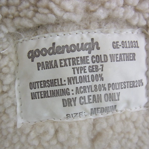 実際に弊社で買取させて頂いたGOODENOUGH/グッドイナフ GWB-7 ボアフライトジャケット フード付き/Mの画像 2枚目
