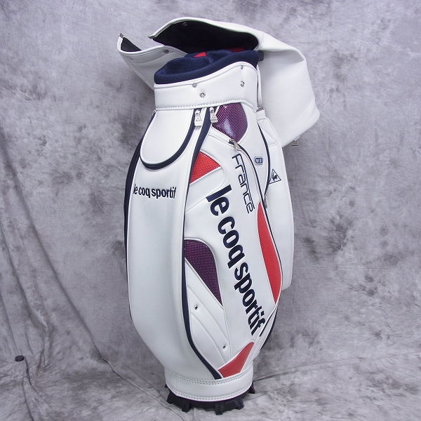 実際に弊社で買取させて頂いた★Le coq sportif/ルコック キャディバッグ XQQ1196GP ホワイト/レッドの画像 1枚目