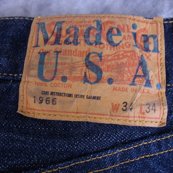実際に弊社で買取させて頂いたSUGAR CANE/シュガーケーン USA製 1966モデル セルビッチ ストレートデニム ｗ34の画像 3枚目