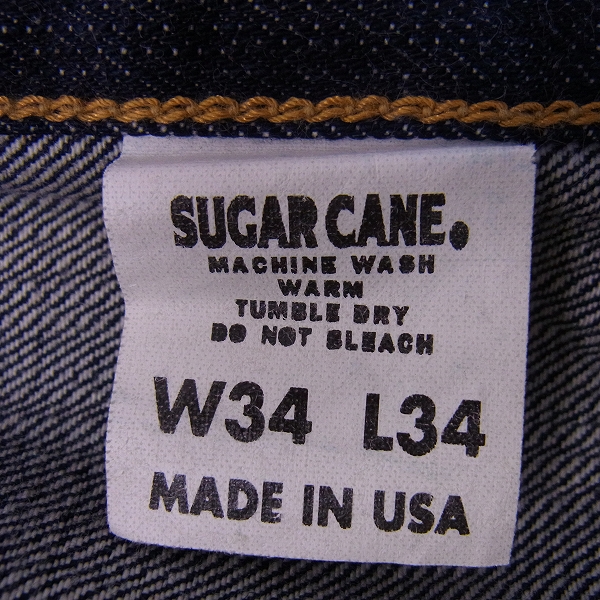 実際に弊社で買取させて頂いたSUGAR CANE/シュガーケーン USA製 1966モデル セルビッチ ストレートデニム ｗ34の画像 4枚目