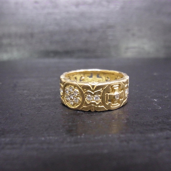 実際に弊社で買取させて頂いたLoree Rodkin/ローリーロドキン 18KYG 8mmワイドメディエヴァルバンドリングwダイヤモンド 15号の画像 1枚目