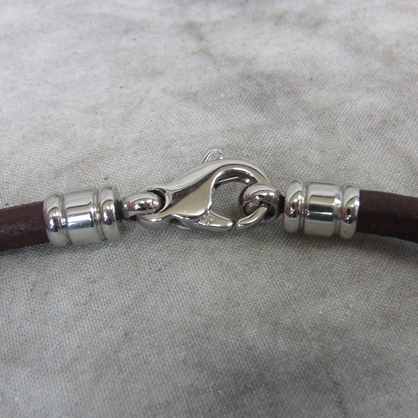 実際に弊社で買取させて頂いたBVLGARI/ブルガリ レザーチョーカー シルバーメタル レザーコード 50cmの画像 1枚目