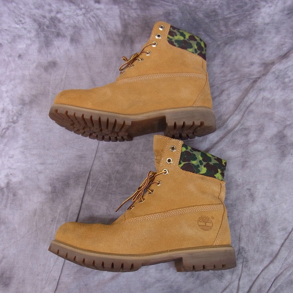 実際に弊社で買取させて頂いたTimberland×atmos/ティンバーランド×アトモス WHEAT CAMO 6inc PREMIUM BOOTS/プレミアムブーツ A156J/26.5の画像 3枚目