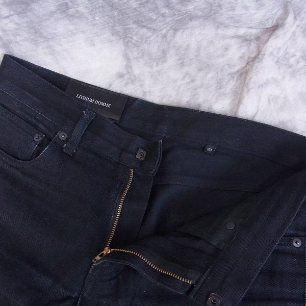 実際に弊社で買取させて頂いたLITHIUM HOMME/リチウムオム ストレッチ ブラックデニムパンツ 30の画像 2枚目