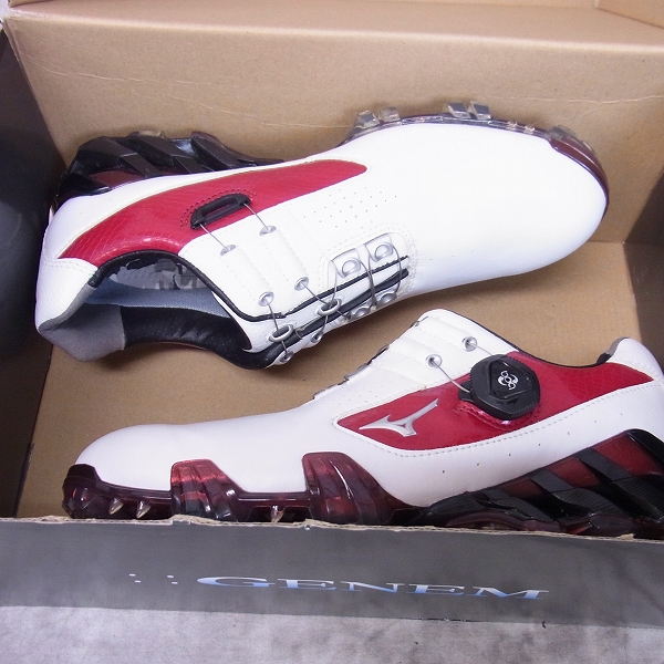 実際に弊社で買取させて頂いたMizuno/ミズノ ゴルフシューズ GENEM 005 Boa EE/ジェネム005ボア EE 51GP150192 24.5cm ホワイト/レッドの画像 8枚目