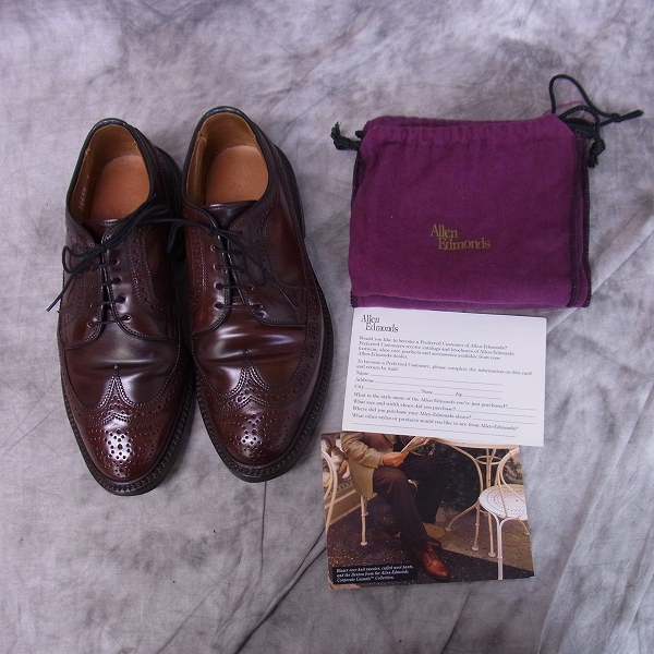 実際に弊社で買取させて頂いたAllen Edmonds/アレンエドモンズ MacNeil/マックネイル コードバン ウィングチップシューズ バーガンディ 9097/6Eの画像 8枚目