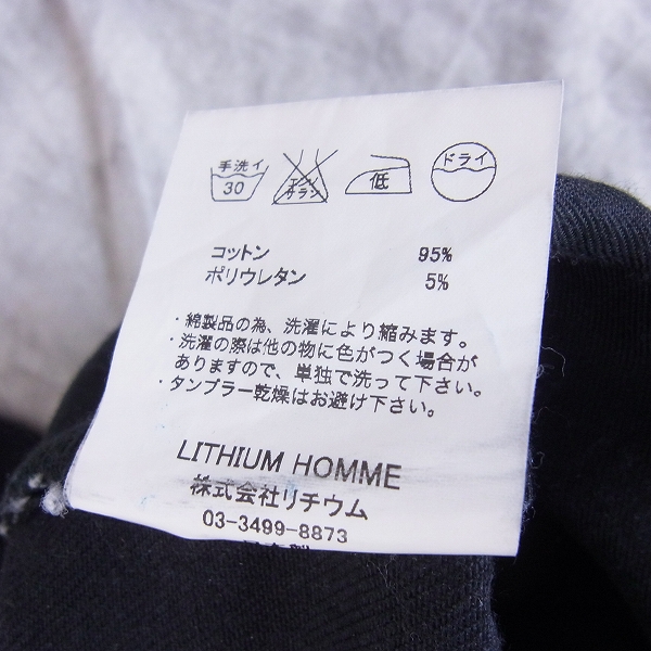 実際に弊社で買取させて頂いたLITHIUM HOMME/リチウムオム ストレッチ ブラックデニムパンツ 30の画像 5枚目