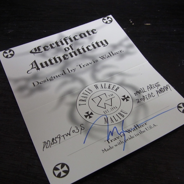 実際に弊社で買取させて頂いた【ギャラ付】TRAVIS WALKER/トラヴィスワーカー ゾディアックチャーム/おひつじ座/牡羊座の画像 3枚目