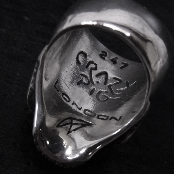 実際に弊社で買取させて頂いた【365個限定・ギャラ・シリアルナンバー入り】CRAZY PIG/クレイジーピッグ スカル リング 15号の画像 3枚目