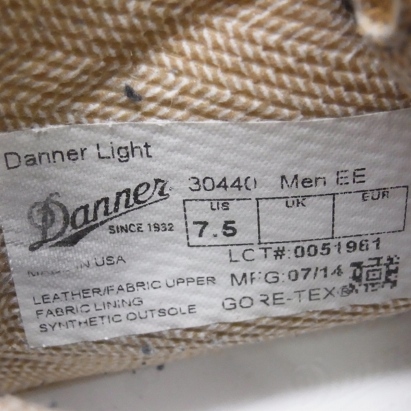 実際に弊社で買取させて頂いたDanner/ダナー DANNER LIGHT 30440 GORE-TEX/US7.5の画像 5枚目