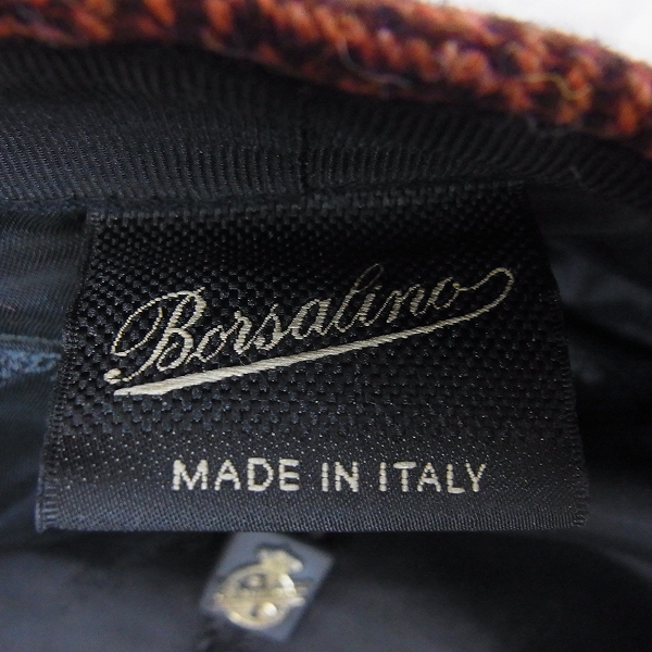 実際に弊社で買取させて頂いた【未使用】Borsalino/ボルサリーノ ウール ハンチング/キャスケット 60/L レッド系の画像 6枚目